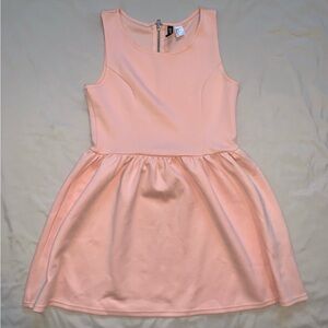 HM Divided Peachy Pink Sleeveless Fit & Flare Dress w Zipper Accent